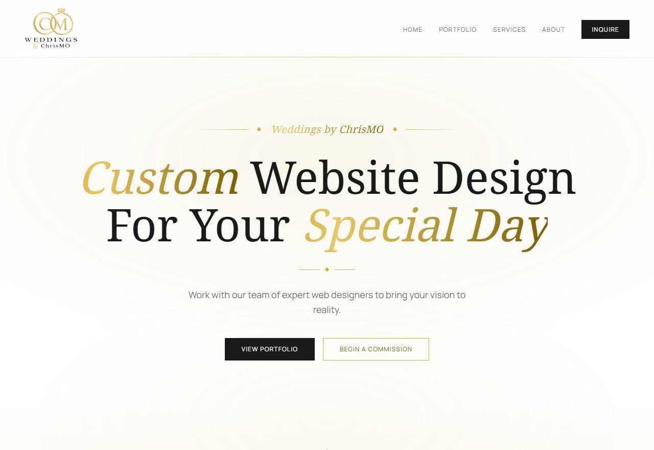 Screenshot of the ChrisMO Weddings website